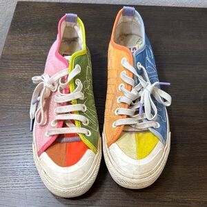 Adidas Love Unites Pink and Green Canvas Sneakers